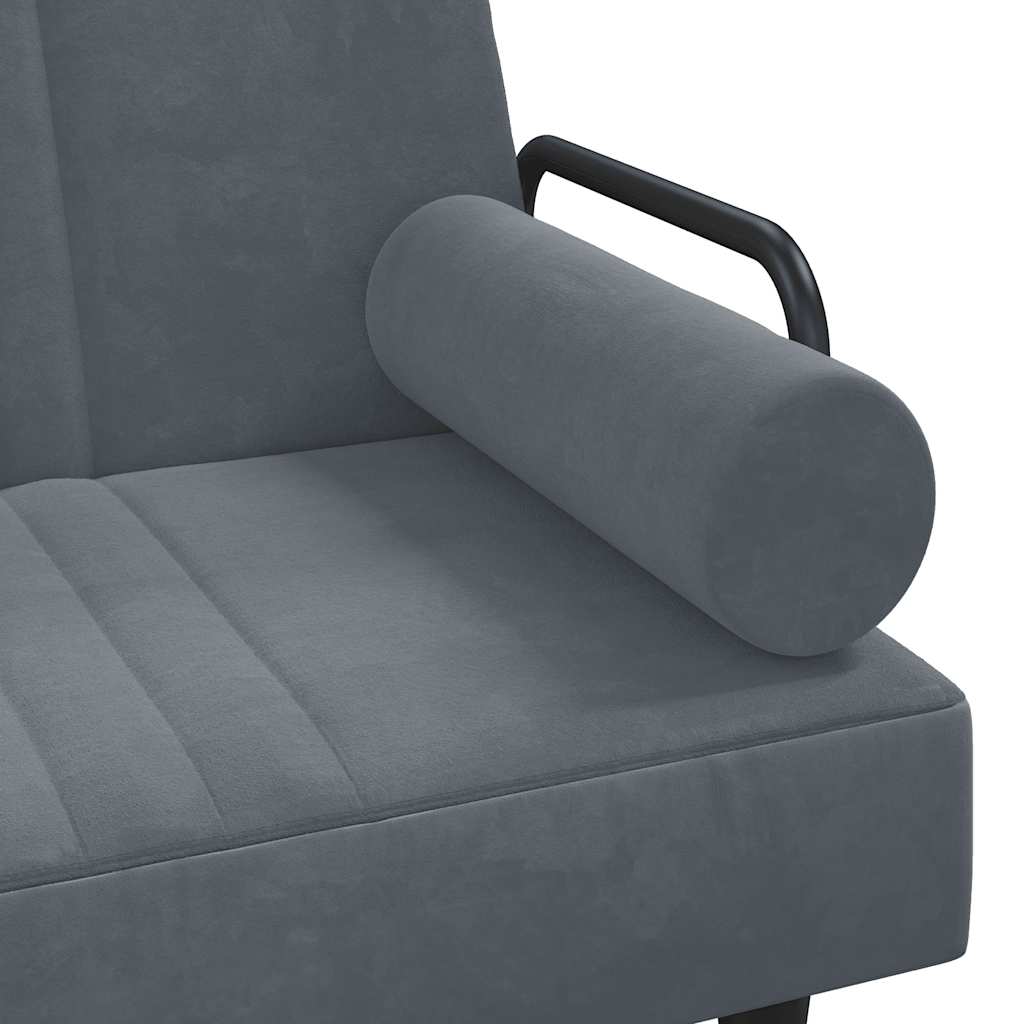 Sofa Bed with Armrests Dark Grey Velvet