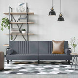 Sofa Bed with Armrests Dark Grey Velvet