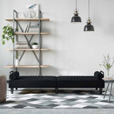Sofa Bed with Armrests Black Velvet - Side View