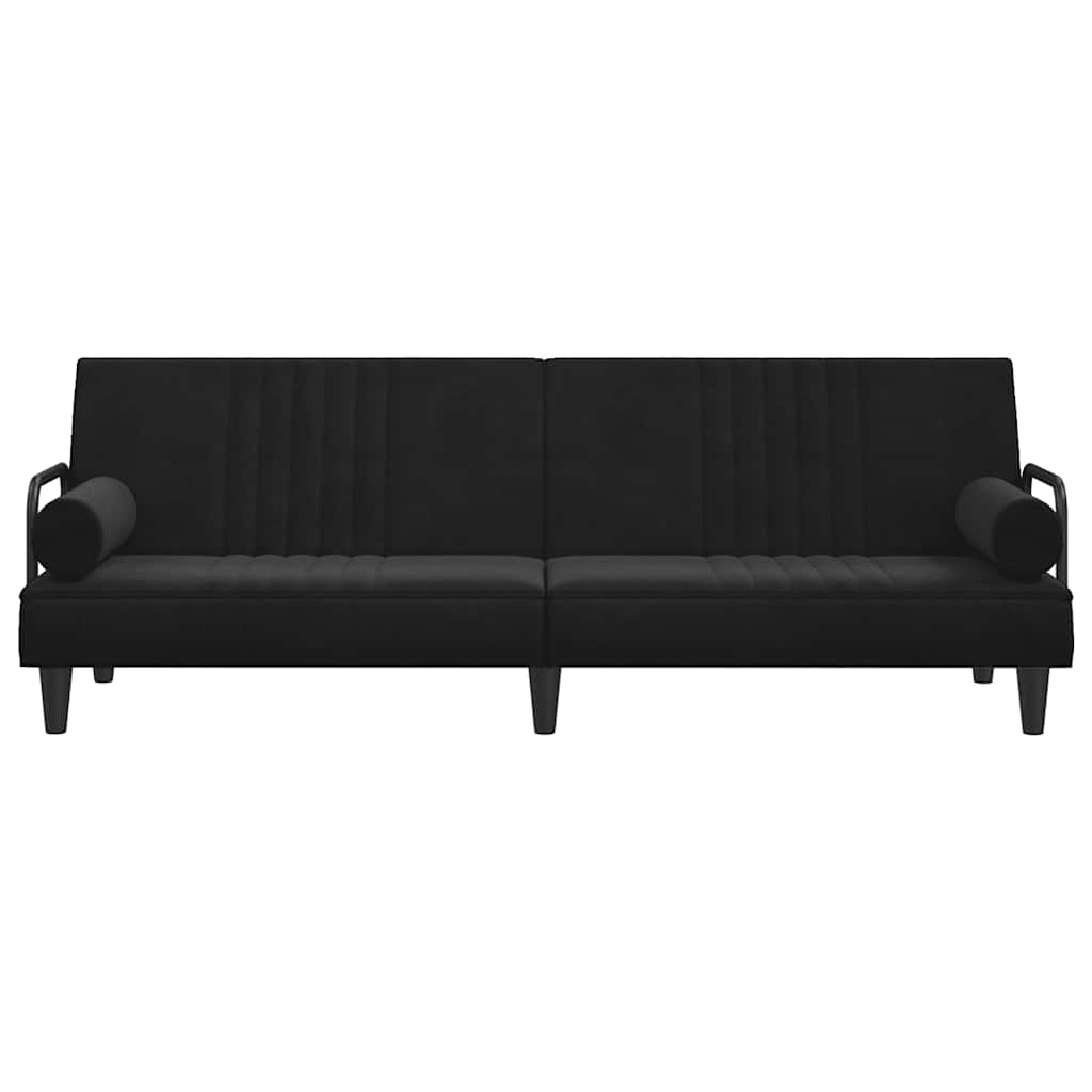Sofa Bed with Armrests Black Velvet