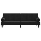 Sofa Bed with Armrests Black Velvet