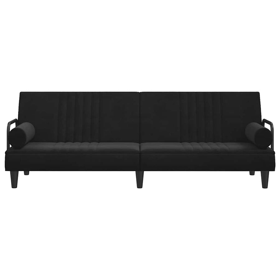 Sofa Bed with Armrests Black Velvet