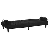 Sofa Bed with Armrests Black Velvet - Rear View