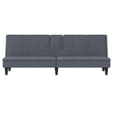Sofa Bed with Cup Holders Dark Grey Velvet