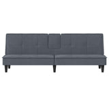 Sofa Bed with Cup Holders Dark Grey Velvet - 45-Degree Angle