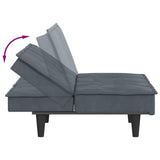 Sofa Bed with Cup Holders Dark Grey Velvet