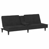 Sofa Bed with Cup Holders Black Velvet - Front View
