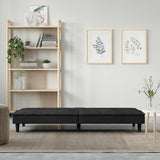 Sofa Bed with Cup Holders Black Velvet - Side View
