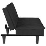 Sofa Bed with Cup Holders Black Velvet - Rear View
