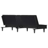 Sofa Bed with Cup Holders Black Velvet - Close-Up Angle