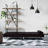 Sofa Bed with Cup Holders Black Faux Leather - Side View