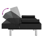 Sofa Bed with Cup Holders Black Faux Leather - Extra Image