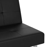 Sofa Bed with Cup Holders Black Faux Leather - Extra Image