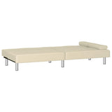 Sofa Bed with Cup Holders Cream Faux Leather