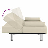 Sofa Bed with Cup Holders Cream Faux Leather