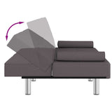 Sofa Bed with Cup Holders Grey Faux Leather - Extra Image