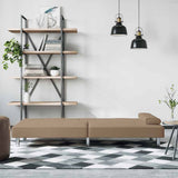Sofa Bed with Cup Holders Cappuccino Faux Leather