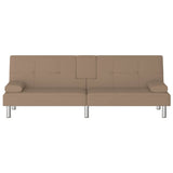 Sofa Bed with Cup Holders Cappuccino Faux Leather - 45-Degree Angle