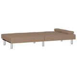 Sofa Bed with Cup Holders Cappuccino Faux Leather - Rear View