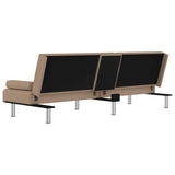 Sofa Bed with Cup Holders Cappuccino Faux Leather - Low Angle