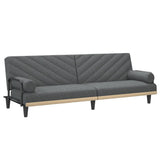 Sofa Bed with Armrests Dark Grey Fabric - Front View