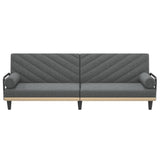 Sofa Bed with Armrests Dark Grey Fabric - Top-Down View