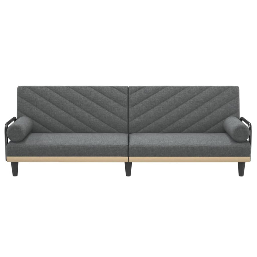 Sofa Bed with Armrests Dark Grey Fabric