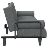Sofa Bed with Armrests Dark Grey Fabric - 45-Degree Angle