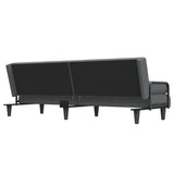 Sofa Bed with Armrests Dark Grey Fabric - Rear View