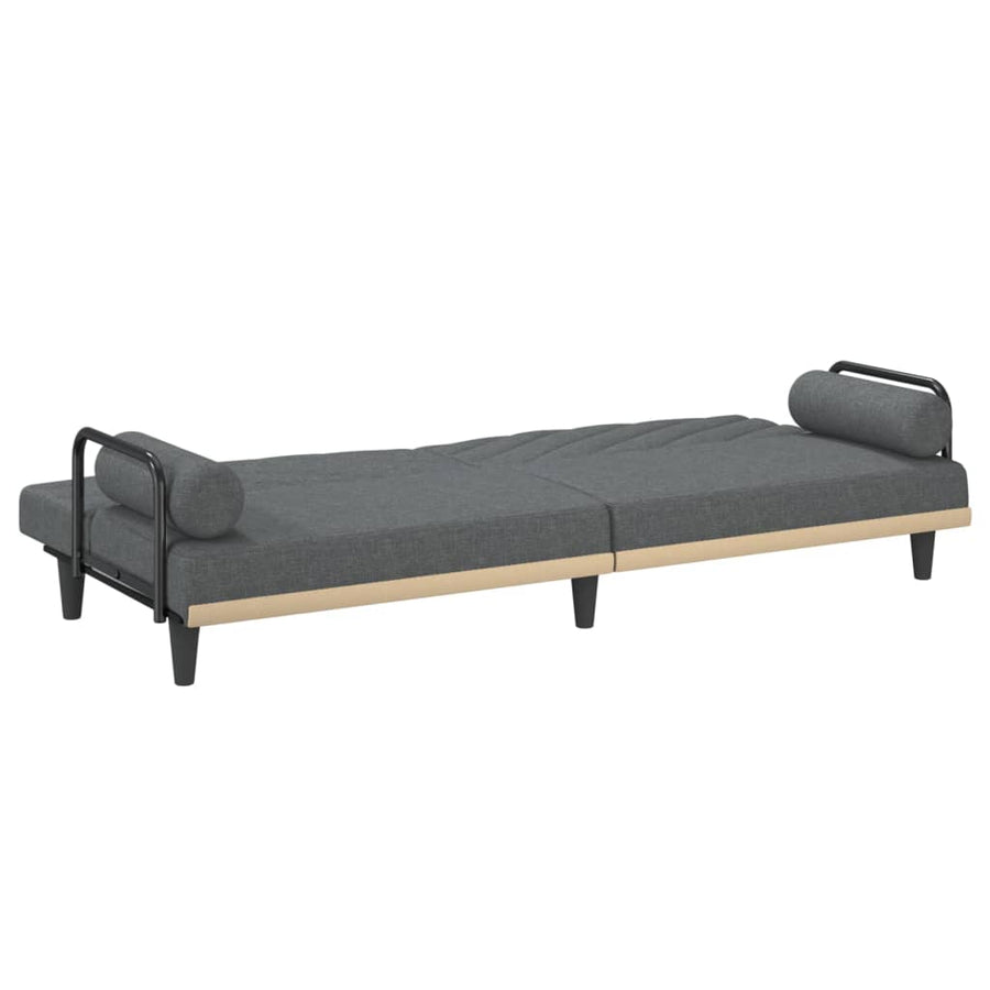 Sofa Bed with Armrests Dark Grey Fabric