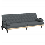 Sofa Bed with Armrests Dark Grey Fabric - Front View