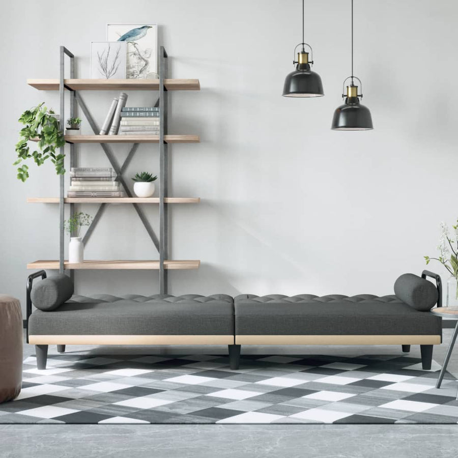 Sofa Bed with Armrests Dark Grey Fabric