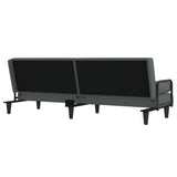 Sofa Bed with Armrests Dark Grey Fabric - Rear View
