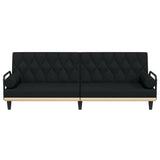 Sofa Bed with Armrests Black Fabric
