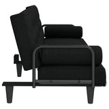 Sofa Bed with Armrests Black Fabric - 45-Degree Angle
