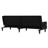 Sofa Bed with Armrests Black Fabric - Rear View