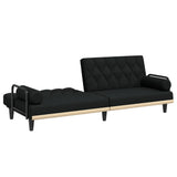 Sofa Bed with Armrests Black Fabric - Close-Up Angle