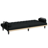 Sofa Bed with Armrests Black Fabric - Low Angle