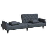 Sofa Bed with Armrests Dark Grey Velvet - 45-Degree Angle