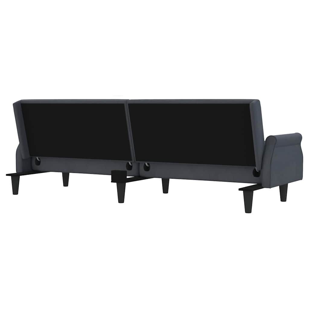 Sofa Bed with Armrests Dark Grey Velvet