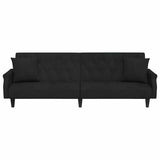 Sofa Bed with Armrests Black Velvet - Top-Down View
