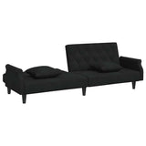 Sofa Bed with Armrests Black Velvet - 45-Degree Angle