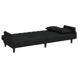 Sofa Bed with Armrests Black Velvet - Rear View