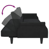 Sofa Bed with Armrests Black Velvet - Extra Image