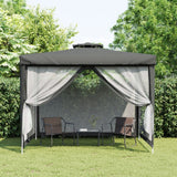 Gazebo with Double Roof Anthracite 3x3x2.68 m Fabric - Side View