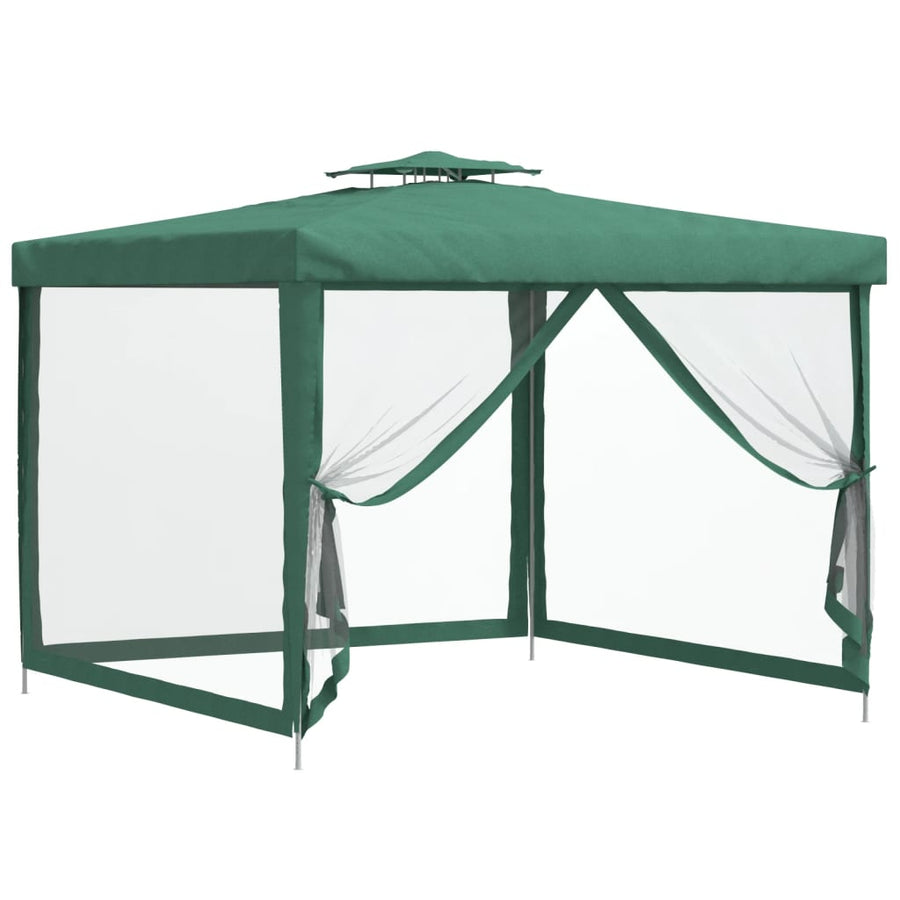 Gazebo with Double Roof Green 3x3x2.68 m Fabric