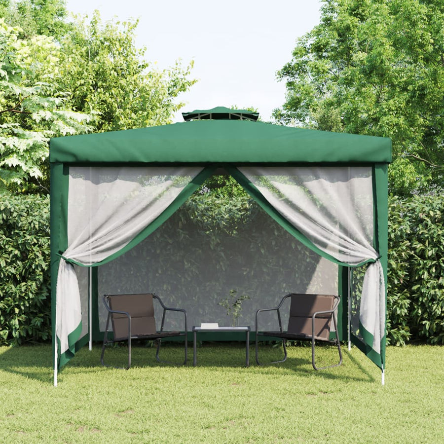Gazebo with Double Roof Green 3x3x2.68 m Fabric