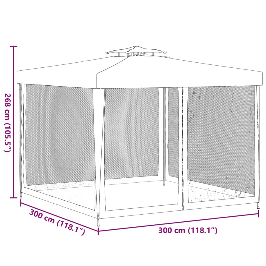 Gazebo with Double Roof Green 3x3x2.68 m Fabric