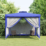 Gazebo with Double Roof Blue 3x3x2.68 m Fabric - Side View