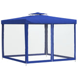 Gazebo with Double Roof Blue 3x3x2.68 m Fabric - Top-Down View
